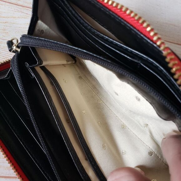 Kate Spade Leather Neda Bridge Place Zip Around Long Wallet Bow Pink Red - Picture 15 of 16